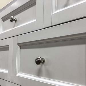 White Kitchen Cabinets with Chrome Drawer Handles